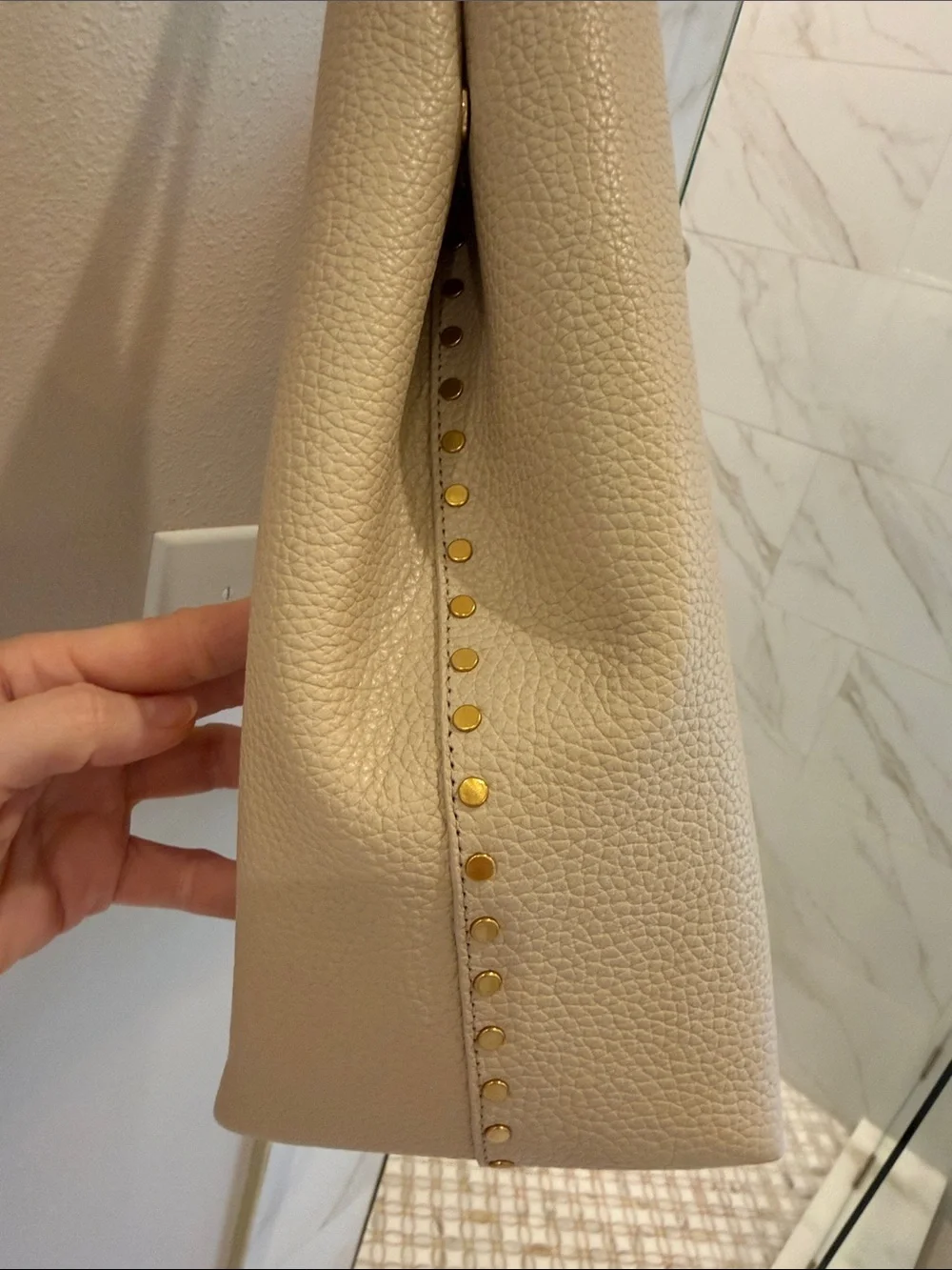 Rebecca Minkoff Cream Pebbled Leather Hobo Shoulder Bag
